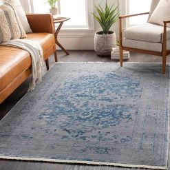 SURYA ELDREDA RUG: GRAY, INDIGO