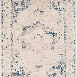 SURYA ELDORA RUG: CREAM, INDIGO