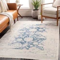 SURYA EILENA RUG: CREAM, INDIGO