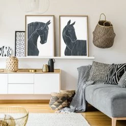 L ART Wall Art "EQUUS FERUS" GLASS FRAMED ART