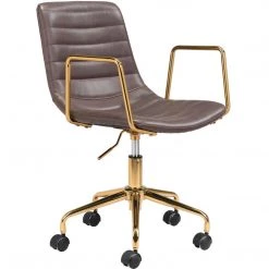ZUO ERIC BROWN + GOLD OFFICE CHAIR
