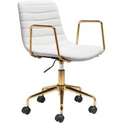 ZUO ERIC WHITE + GOLD OFFICE CHAIR