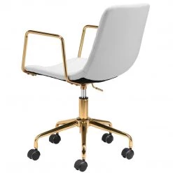 ZUO ERIC WHITE + GOLD OFFICE CHAIR