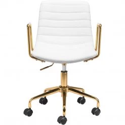 ZUO ERIC WHITE + GOLD OFFICE CHAIR