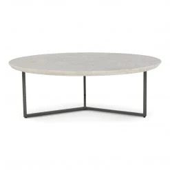MOES ETCHED ROUND WHITE MARBLE COFFEE TABLE Furniture