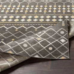 SURYA KELYN RUG: CHARCOAL, YELLOW