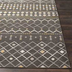 SURYA KELYN RUG: CHARCOAL, YELLOW