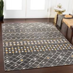 SURYA KELYN RUG: CHARCOAL, YELLOW