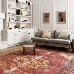 LOLOI FARIDA VINTAGE PRINT RUG: RED MULTI