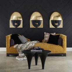 PHILLIPS COLLECTION FASHION FACE GOLD+BLACK WALL ART