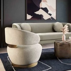 TOV FAUX SHEARLING BARREL CHAIR