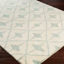 SURYA FEZ HAND KNOTTED WOOL RUG: SEA FOAM