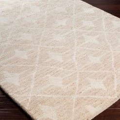 SURYA FEZ HAND KNOTTED WOOL RUG: WHEAT