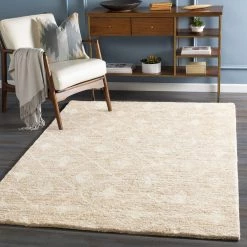 SURYA FEZ HAND KNOTTED WOOL RUG: WHEAT