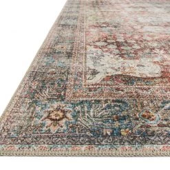 LOLOI FIDELIA VINTAGE PRINT RUG: BRICK, TEAL