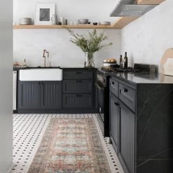 LOLOI FIDELIA VINTAGE PRINT RUG: BRICK, TEAL