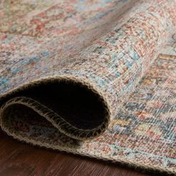 LOLOI FIDELIA VINTAGE PRINT RUG: BRICK, TEAL