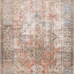 LOLOI FIDELIA VINTAGE PRINT RUG: TERRACOTTA, SKY BLUE