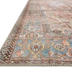 LOLOI FIDELIA VINTAGE PRINT RUG: TERRACOTTA, SKY BLUE