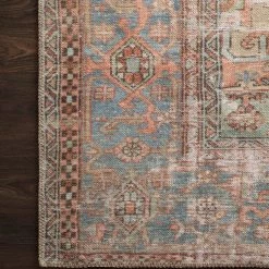 LOLOI FIDELIA VINTAGE PRINT RUG: TERRACOTTA, SKY BLUE