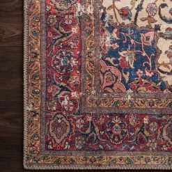 LOLOI FIDELMA VINTAGE PRINT RUG: BRICK, BLUE