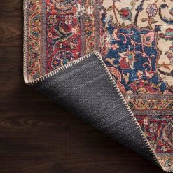 LOLOI FIDELMA VINTAGE PRINT RUG: BRICK, BLUE