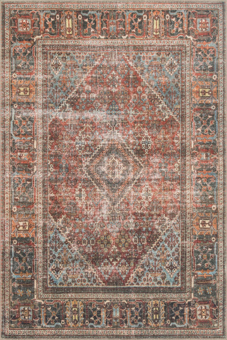 LOLOI FILOMENA VINTAGE PRINT RUG: MOSS, BRICK RED 1 LOLOI FILOMENA VINTAGE PRINT RUG: MOSS, BRICK RED