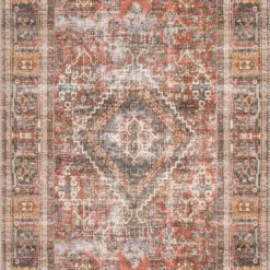 LOLOI FILOMENA VINTAGE PRINT RUG: MOSS, BRICK RED 13 LOLOI FILOMENA VINTAGE PRINT RUG: MOSS, BRICK RED