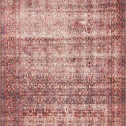 LOLOI FLETA VINTAGE PRINT RUG: CRIMSON, EGGPLANT