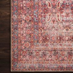 LOLOI FLETA VINTAGE PRINT RUG: CRIMSON, EGGPLANT