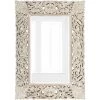 SURYA FLORENCE HAND-CARVED WOOD MIRROR: WHITE WASH