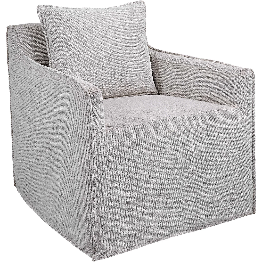 UTTERMOST FONTANA IVORY-GREY BOUCLE SWIVEL CHAIR Furniture 2 UTTERMOST FONTANA IVORY-GREY BOUCLE SWIVEL CHAIR Furniture
