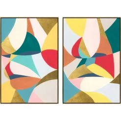 L ART Wall Art "FRAGMENTS OF GOLD AND SPRING" CANVAS ART DIPTYCH