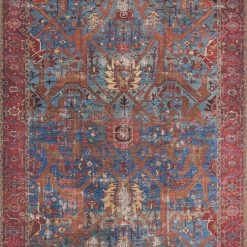 LOLOI FRANCO VINTAGE PRINT RUG: BLUE, RED