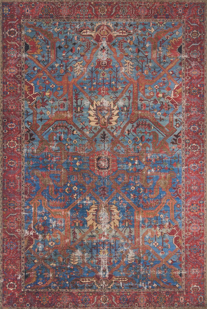 LOLOI FRANCO VINTAGE PRINT RUG: BLUE, RED 1 LOLOI FRANCO VINTAGE PRINT RUG: BLUE, RED