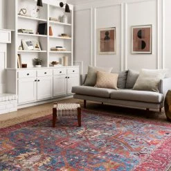 LOLOI FRANCO VINTAGE PRINT RUG: BLUE, RED