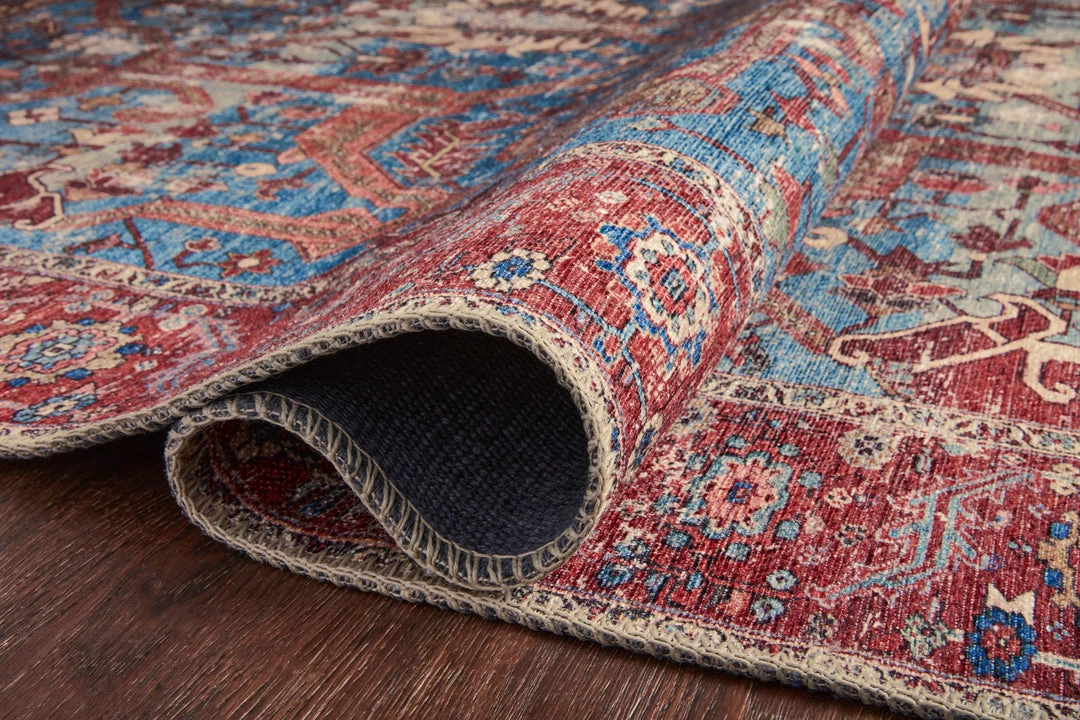 LOLOI FRANCO VINTAGE PRINT RUG: BLUE, RED 5 LOLOI FRANCO VINTAGE PRINT RUG: BLUE, RED
