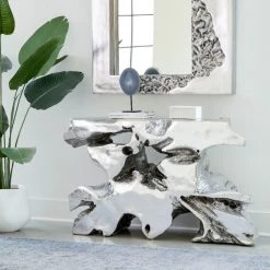 PHILLIPS COLLECTION FREEFORM SLICE CONSOLE: SILVER