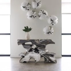 PHILLIPS COLLECTION FREEFORM SLICE CONSOLE: SILVER