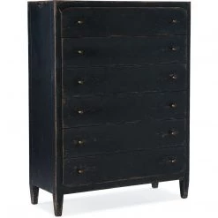 HOOKER FRENCH MARKET TALL CHEST: ANTIQUE BLACK