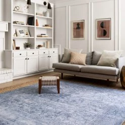 LOLOI FREYA VINTAGE PRINT RUG: DISTRESSED DENIM