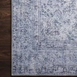 LOLOI FREYA VINTAGE PRINT RUG: DISTRESSED DENIM