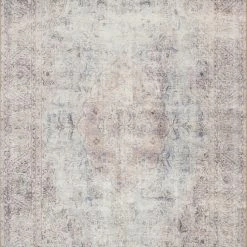 LOLOI FREYA VINTAGE PRINT RUG: DISTRESSED SILVER