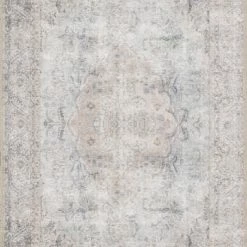 LOLOI FREYA VINTAGE PRINT RUG: DISTRESSED SILVER