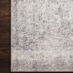 LOLOI FREYA VINTAGE PRINT RUG: DISTRESSED SILVER