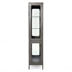 FOUR HANDS Furniture FRITZ INDUSTRIAL GUNMETAL + GLASS TALL CABINET
