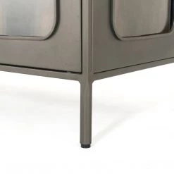 FOUR HANDS Furniture FRITZ INDUSTRIAL GUNMETAL + GLASS TALL CABINET