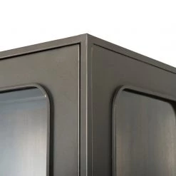 FOUR HANDS Furniture FRITZ INDUSTRIAL GUNMETAL + GLASS TALL CABINET