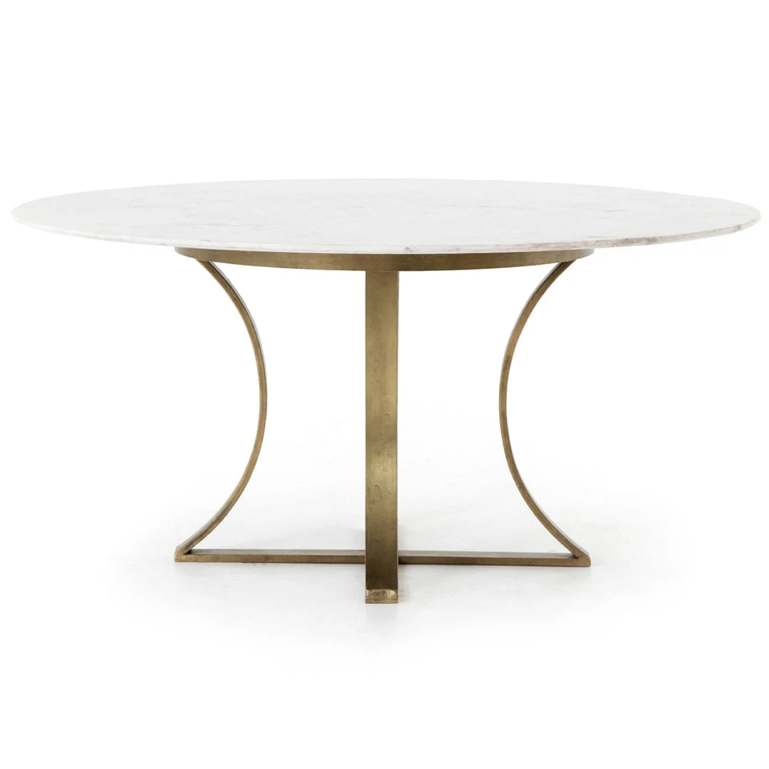 FOUR HANDS GAGE ROUND WHITE MARBLE + BRASS DINING TABLE Furniture 3 FOUR HANDS GAGE ROUND WHITE MARBLE + BRASS DINING TABLE Furniture