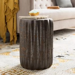 SURYA GARDEN GROOVE CERAMIC STOOL: OXIDIZED COPPER